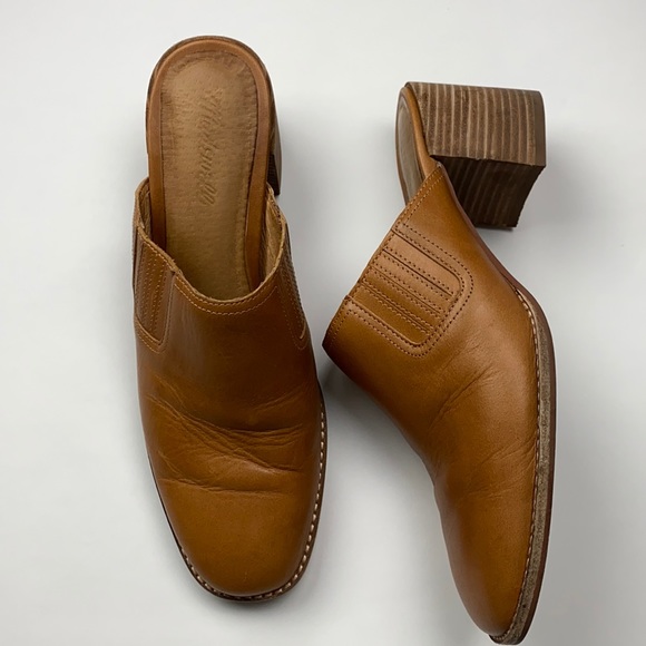 Madewell Shoes - Madewell The Carey Mule Leather Comfort Block Heel Bootie Square Toe Chunky Cute